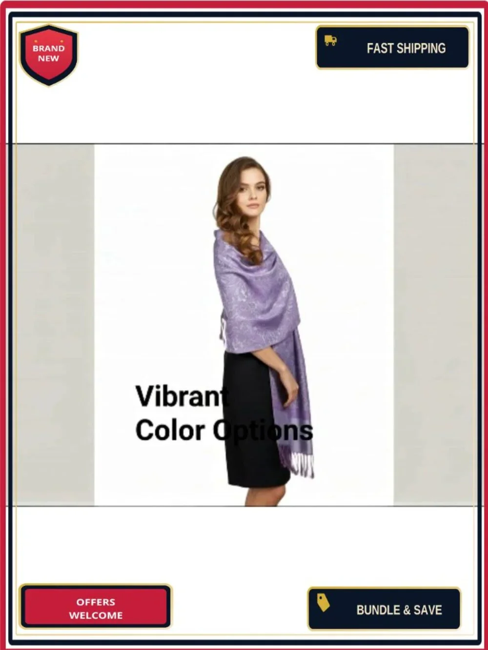 Paisley Jacquard Pashmina Shawl Wrap Scarf Stole - Viscose Acrylic, Lightweight